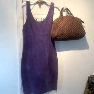 Suede leather partially lined purple blue dress